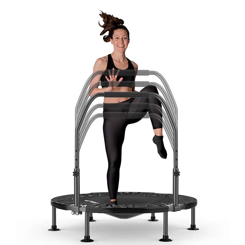 Trampolín fitness plegable con asas