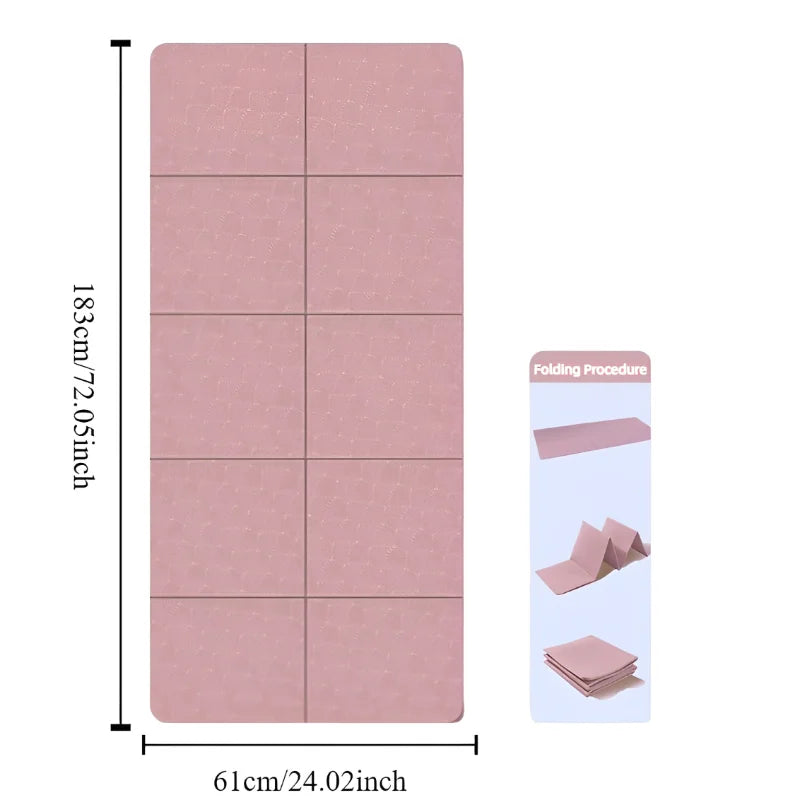 Yoga Mat Foldable Yoga Mat Eco Friendly Tpe Folding Travel Fitness Exercise Double Sided Non-Slip For Pilates & Floor Workouts