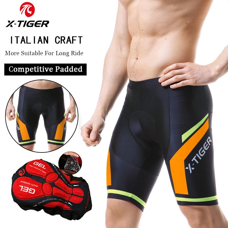 Pantalones cortos de ciclismo para hombre X-TIGER Coolmax 5D con acolchado, pantalones para montar en bicicleta, pantalones cortos de ciclismo MTB a prueba de golpes, mallas de ciclismo.