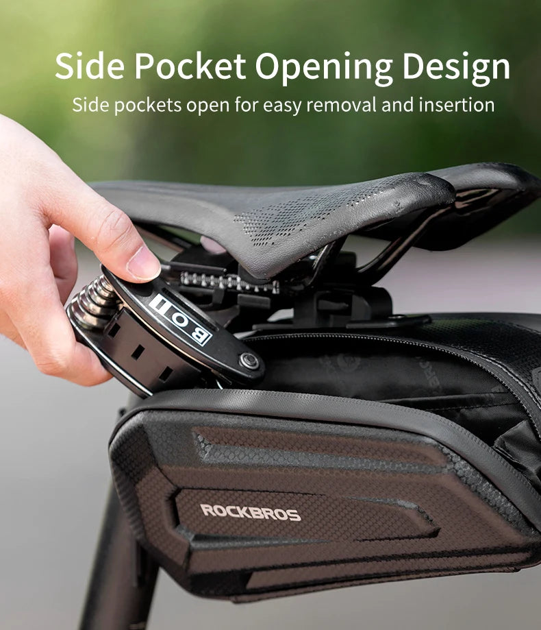 Bolsa para sillín de bicicleta ROCKBROS con carcasa 3D, impermeable, reflectante, a prueba de golpes, para tubo trasero de bicicleta, bolsa para tija de sillín, accesorios para bicicleta