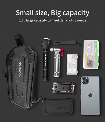 Bolsa para sillín de bicicleta ROCKBROS con carcasa 3D, impermeable, reflectante, a prueba de golpes, para tubo trasero de bicicleta, bolsa para tija de sillín, accesorios para bicicleta