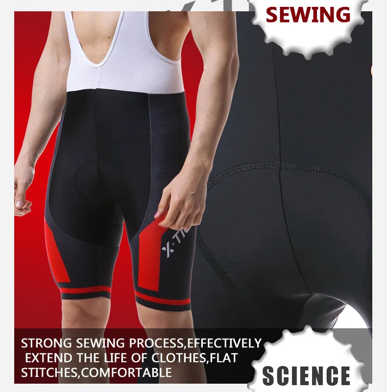 Culote de ciclismo X-TIGER para hombre, transpirable, con acolchado de gel 5D, para triatlón, de licra profesional, para verano