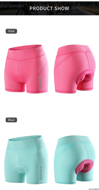 WOSAWE Women Cycling Shorts Bicycle Underpants 3D Gel Padded MTB Bike Short Pants for Gilrs Ladies High Waistline Sports Shorts