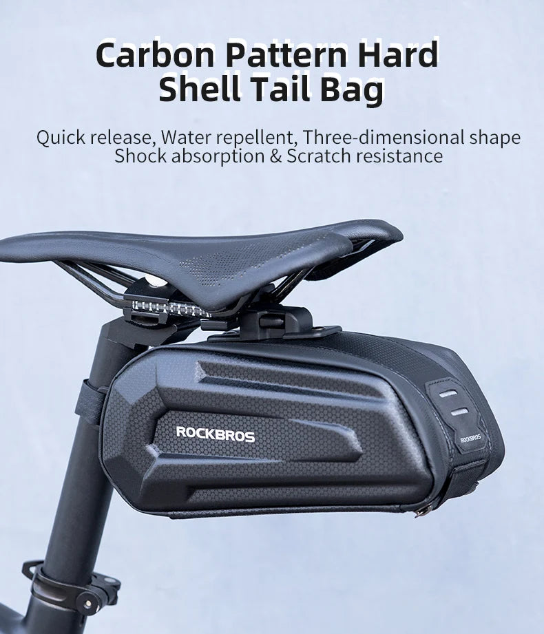 Bolsa para sillín de bicicleta ROCKBROS con carcasa 3D, impermeable, reflectante, a prueba de golpes, para tubo trasero de bicicleta, bolsa para tija de sillín, accesorios para bicicleta
