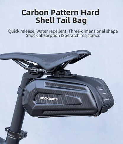 Bolsa para sillín de bicicleta ROCKBROS con carcasa 3D, impermeable, reflectante, a prueba de golpes, para tubo trasero de bicicleta, bolsa para tija de sillín, accesorios para bicicleta