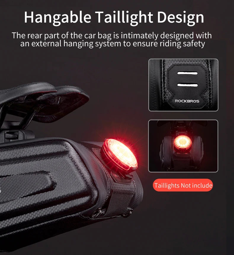 Bolsa para sillín de bicicleta ROCKBROS con carcasa 3D, impermeable, reflectante, a prueba de golpes, para tubo trasero de bicicleta, bolsa para tija de sillín, accesorios para bicicleta