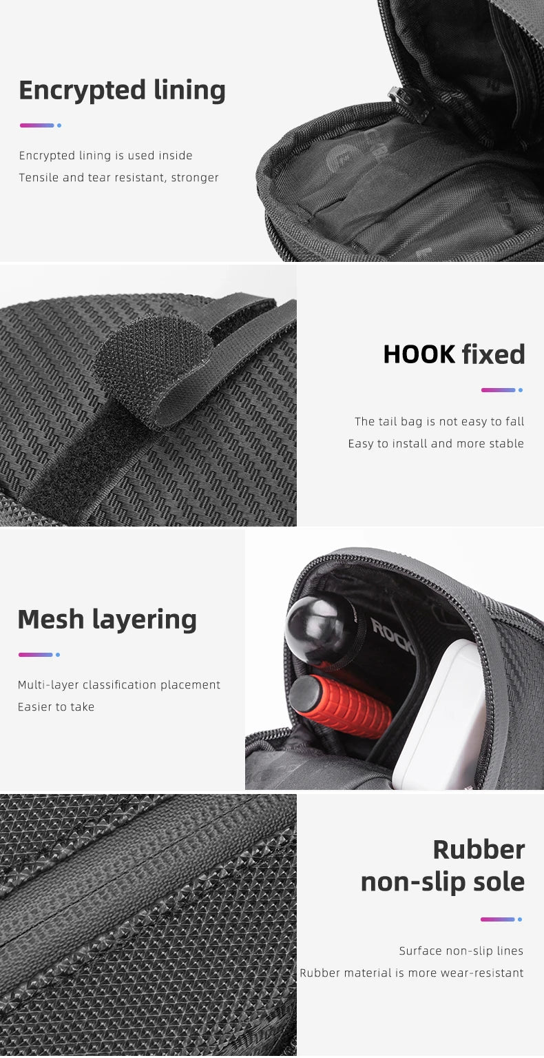 Bolsa para sillín de bicicleta ROCKBROS con carcasa 3D, impermeable, reflectante, a prueba de golpes, para tubo trasero de bicicleta, bolsa para tija de sillín, accesorios para bicicleta