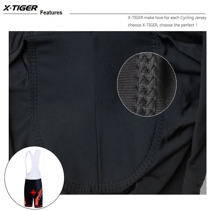 Culote de ciclismo X-TIGER para hombre, transpirable, con acolchado de gel 5D, para triatlón, de licra profesional, para verano