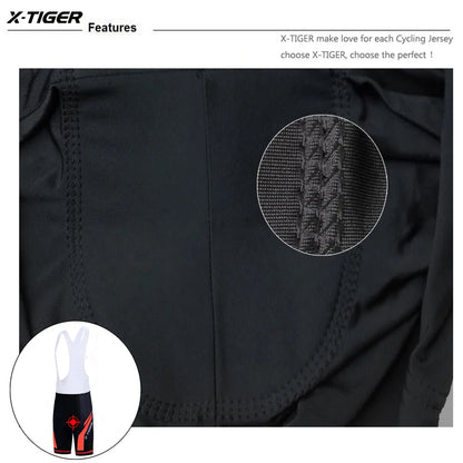 Culote de ciclismo X-TIGER para hombre, transpirable, con acolchado de gel 5D, para triatlón, de licra profesional, para verano
