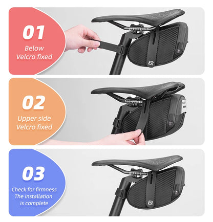 Bolsa para sillín de bicicleta ROCKBROS con carcasa 3D, impermeable, reflectante, a prueba de golpes, para tubo trasero de bicicleta, bolsa para tija de sillín, accesorios para bicicleta