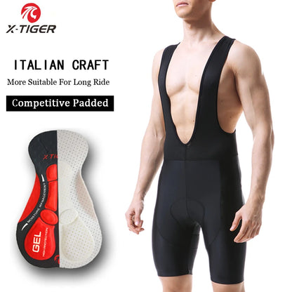 Culote de ciclismo X-TIGER para hombre, transpirable, con acolchado de gel 5D, para triatlón, de licra profesional, para verano