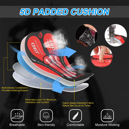 Culote de ciclismo X-TIGER para hombre, transpirable, con acolchado de gel 5D, para triatlón, de licra profesional, para verano