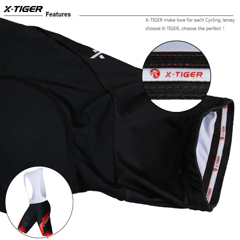 Culote de ciclismo X-TIGER para hombre, transpirable, con acolchado de gel 5D, para triatlón, de licra profesional, para verano