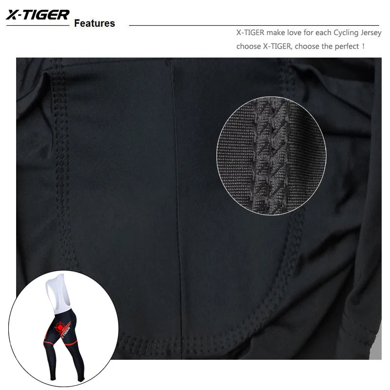 Pantalones de ciclismo X-Tiger para primavera-verano con badana de gel 5D. Mallas de ciclismo. Pantalones con tirantes para bicicleta de montaña (MTB). Pantalones de ciclismo para descenso. Pantalones de ciclismo.
