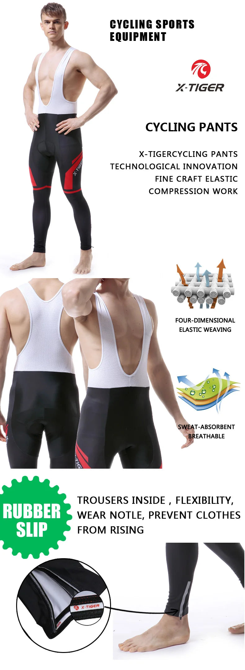 Pantalones de ciclismo X-Tiger para primavera-verano con badana de gel 5D. Mallas de ciclismo. Pantalones con tirantes para bicicleta de montaña (MTB). Pantalones de ciclismo para descenso. Pantalones de ciclismo.