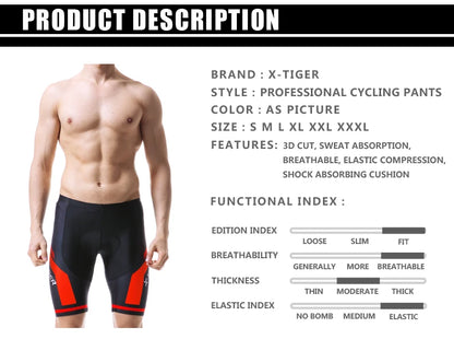 Pantalones cortos de ciclismo para hombre X-TIGER Coolmax 5D con acolchado, pantalones para montar en bicicleta, pantalones cortos de ciclismo MTB a prueba de golpes, mallas de ciclismo.