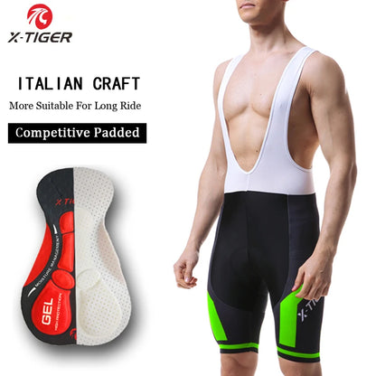 Pantalones cortos de ciclismo X-TIGER para hombre, resistentes a los golpes, transpirables y de verano con acolchado de gel Coolmax 5D.