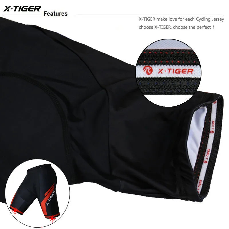 Pantalones cortos de ciclismo X-TIGER para hombre, resistentes a los golpes, transpirables y de verano con acolchado de gel Coolmax 5D.
