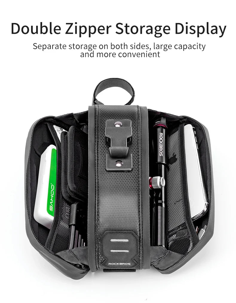 Bolsa para sillín de bicicleta ROCKBROS con carcasa 3D, impermeable, reflectante, a prueba de golpes, para tubo trasero de bicicleta, bolsa para tija de sillín, accesorios para bicicleta