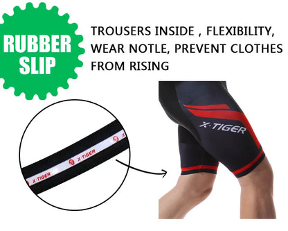 Culote de ciclismo X-TIGER para hombre, transpirable, con acolchado de gel 5D, para triatlón, de licra profesional, para verano