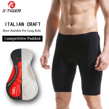 Pantalones cortos de ciclismo X-TIGER para hombre, resistentes a los golpes, transpirables y de verano con acolchado de gel Coolmax 5D.
