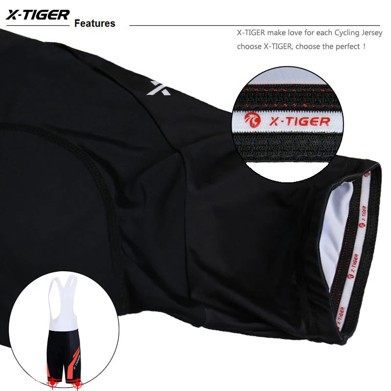 Culote de ciclismo X-TIGER para hombre, transpirable, con acolchado de gel 5D, para triatlón, de licra profesional, para verano