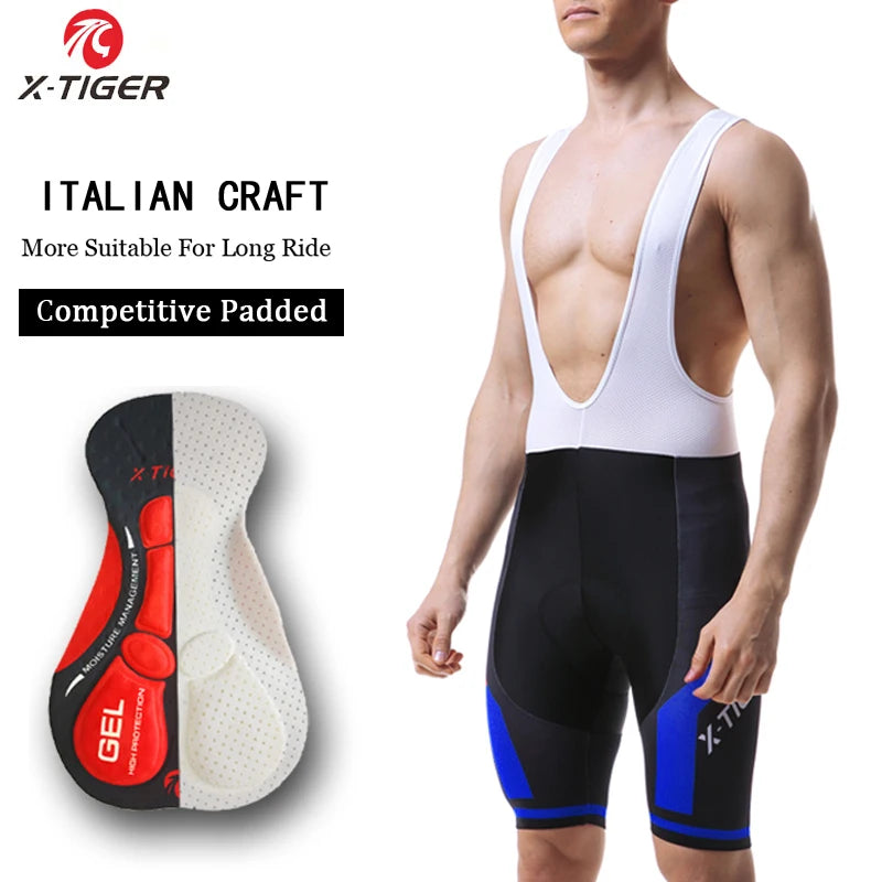 Culote de ciclismo X-TIGER para hombre, transpirable, con acolchado de gel 5D, para triatlón, de licra profesional, para verano