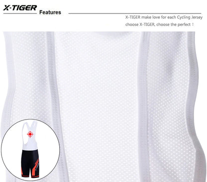 Culote de ciclismo X-TIGER para hombre, transpirable, con acolchado de gel 5D, para triatlón, de licra profesional, para verano