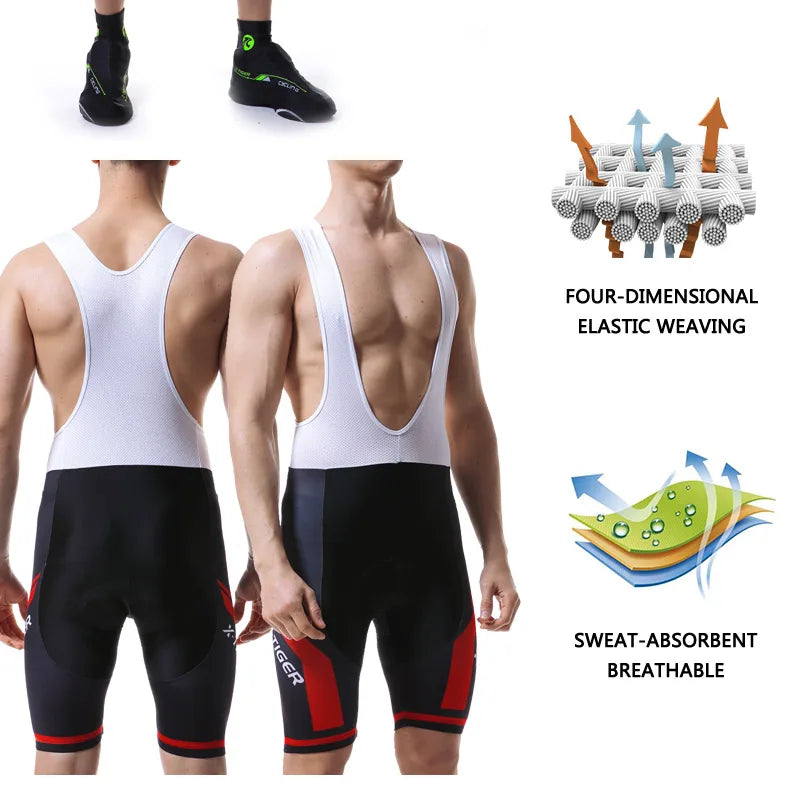 Culote de ciclismo X-TIGER para hombre, transpirable, con acolchado de gel 5D, para triatlón, de licra profesional, para verano
