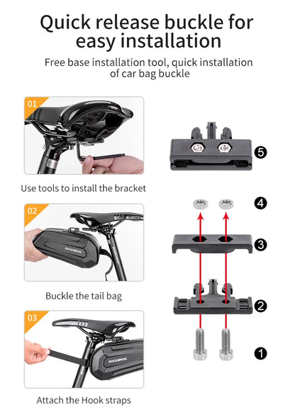 Bolsa para sillín de bicicleta ROCKBROS con carcasa 3D, impermeable, reflectante, a prueba de golpes, para tubo trasero de bicicleta, bolsa para tija de sillín, accesorios para bicicleta