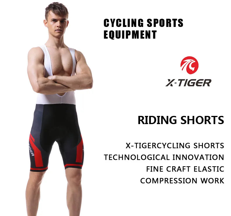 Culote de ciclismo X-TIGER para hombre, transpirable, con acolchado de gel 5D, para triatlón, de licra profesional, para verano
