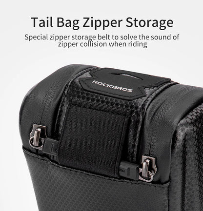 Bolsa para sillín de bicicleta ROCKBROS con carcasa 3D, impermeable, reflectante, a prueba de golpes, para tubo trasero de bicicleta, bolsa para tija de sillín, accesorios para bicicleta