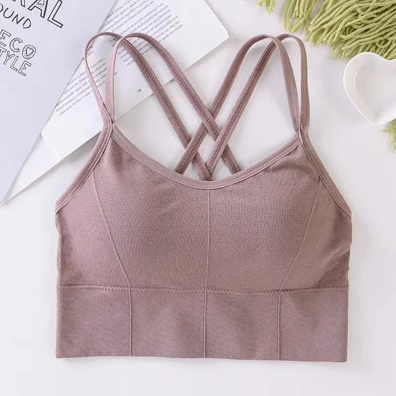 Women Cross Strap Sports Bra Women Push Up Sport Bra Yoga Gym Crop Top Brassiere Fitness Top Seamless Sport Bra Breathable Bras