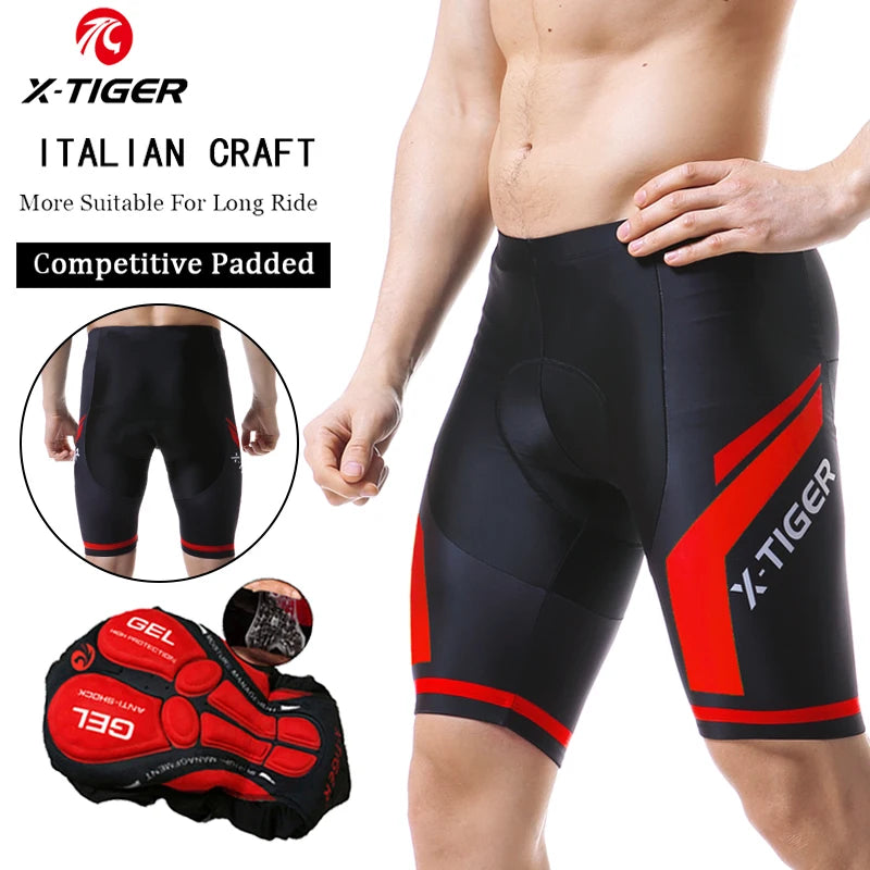 Pantalones cortos de ciclismo para hombre X-TIGER Coolmax 5D con acolchado, pantalones para montar en bicicleta, pantalones cortos de ciclismo MTB a prueba de golpes, mallas de ciclismo.