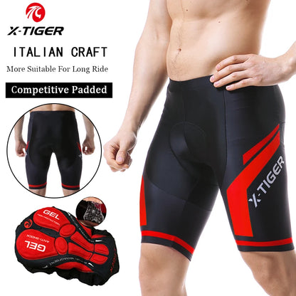 Pantalones cortos de ciclismo para hombre X-TIGER Coolmax 5D con acolchado, pantalones para montar en bicicleta, pantalones cortos de ciclismo MTB a prueba de golpes, mallas de ciclismo.