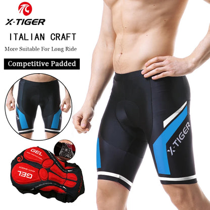 Pantalones cortos de ciclismo para hombre X-TIGER Coolmax 5D con acolchado, pantalones para montar en bicicleta, pantalones cortos de ciclismo MTB a prueba de golpes, mallas de ciclismo.