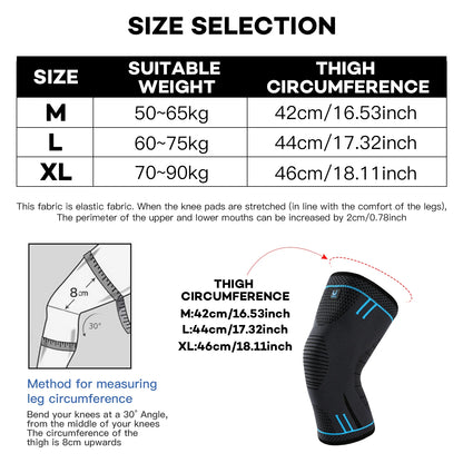 1 Pcs Compression Knee Support Sleeve Elastic Breathable Knee Pads Brace Springs Gym Sports Protector Basketball Volleyball Run