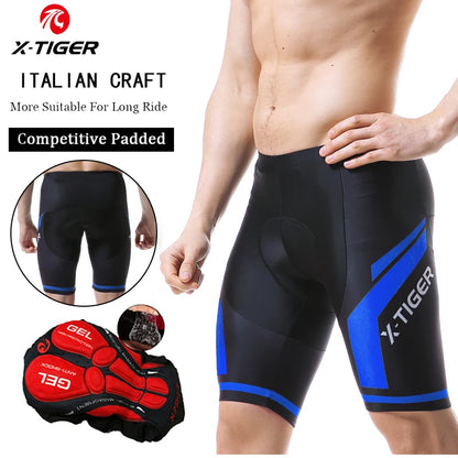 Pantalones cortos de ciclismo para hombre X-TIGER Coolmax 5D con acolchado, pantalones para montar en bicicleta, pantalones cortos de ciclismo MTB a prueba de golpes, mallas de ciclismo.