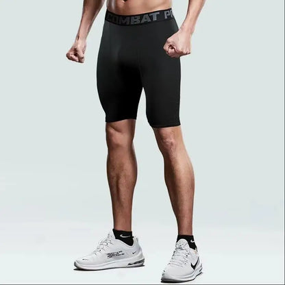 Men's fitness pants for summer exercise, slim fit, elastic, quick drying, tight fitting sports shorts for basketball and soccer