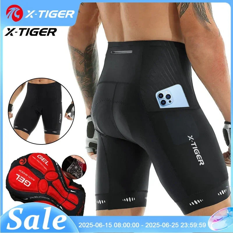 Pantalones cortos de ciclismo para hombre X-TIGER Coolmax 5D con acolchado, pantalones para montar en bicicleta, pantalones cortos de ciclismo MTB a prueba de golpes, mallas de ciclismo.