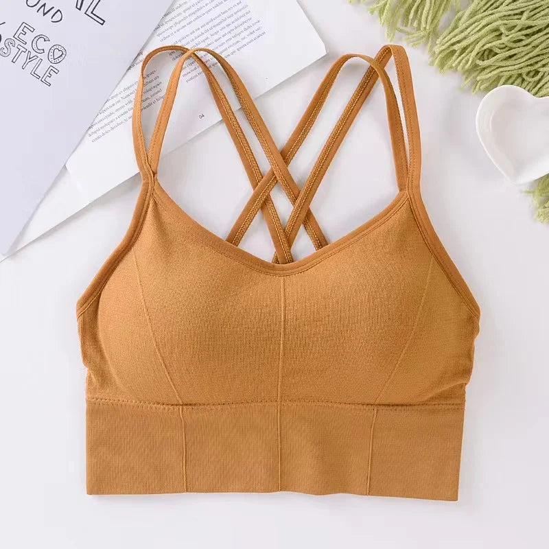 Women Cross Strap Sports Bra Women Push Up Sport Bra Yoga Gym Crop Top Brassiere Fitness Top Seamless Sport Bra Breathable Bras