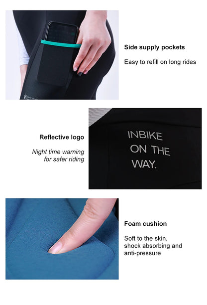 INBIKE Women‘s Professional Cycling Bib Pants Winter Fleece Bicycle Biking Clothing Pants 3D Padding Road Bike Pants For Women