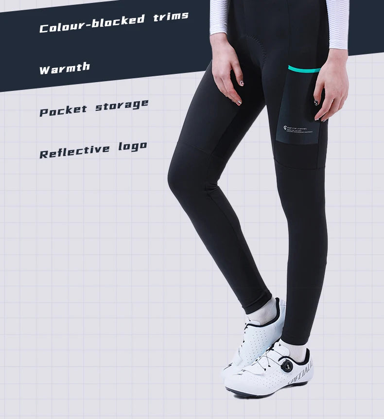 INBIKE Women‘s Professional Cycling Bib Pants Winter Fleece Bicycle Biking Clothing Pants 3D Padding Road Bike Pants For Women