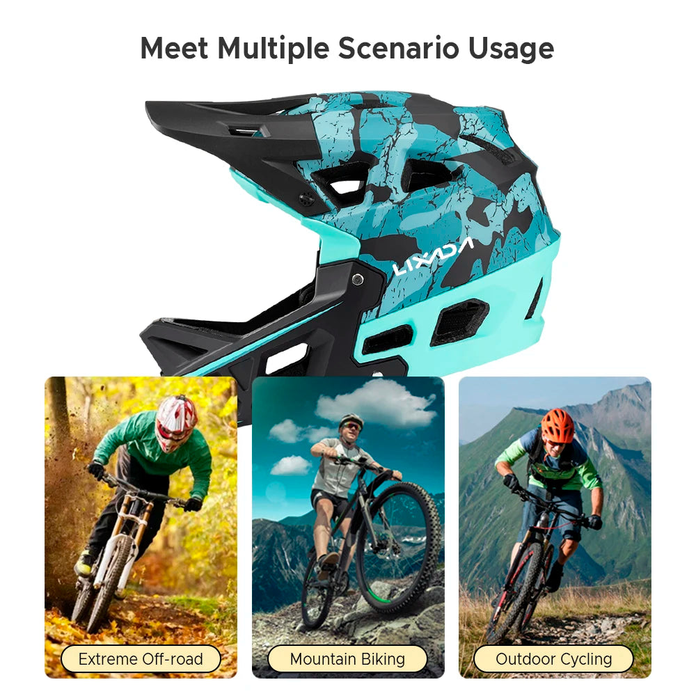 Full Face Mountain Bike Helmet Adult Racing Downhill MTB Helmet for Men/Women Adult Mountain Bike Helmet with Visor Over 31 Vent