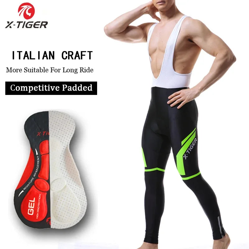 Pantalones de ciclismo X-Tiger para primavera-verano con badana de gel 5D. Mallas de ciclismo. Pantalones con tirantes para bicicleta de montaña (MTB). Pantalones de ciclismo para descenso. Pantalones de ciclismo.