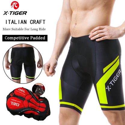 Pantalones cortos de ciclismo para hombre X-TIGER Coolmax 5D con acolchado, pantalones para montar en bicicleta, pantalones cortos de ciclismo MTB a prueba de golpes, mallas de ciclismo.