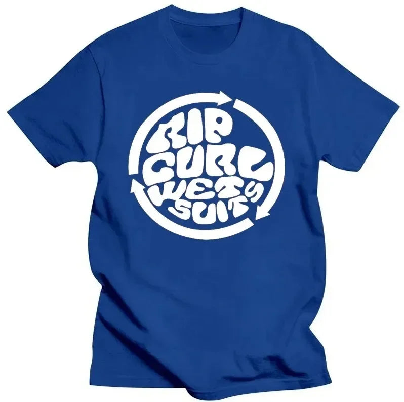 Men's T Shirts Rip Curl Print Short Sleeve Vintage High Quality T-Shirt Streetwear 100% Cotton Loose Tops Breathable Tee