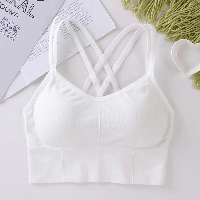 Women Cross Strap Sports Bra Women Push Up Sport Bra Yoga Gym Crop Top Brassiere Fitness Top Seamless Sport Bra Breathable Bras