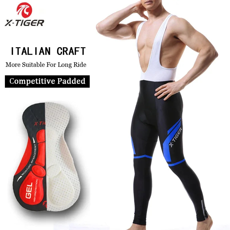 Pantalones de ciclismo X-Tiger para primavera-verano con badana de gel 5D. Mallas de ciclismo. Pantalones con tirantes para bicicleta de montaña (MTB). Pantalones de ciclismo para descenso. Pantalones de ciclismo.