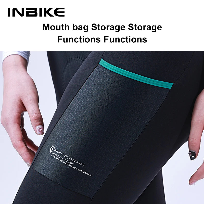 INBIKE Women‘s Professional Cycling Bib Pants Winter Fleece Bicycle Biking Clothing Pants 3D Padding Road Bike Pants For Women